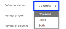 Moodle - Table - Define headers on